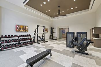 Community fitness center with free weights